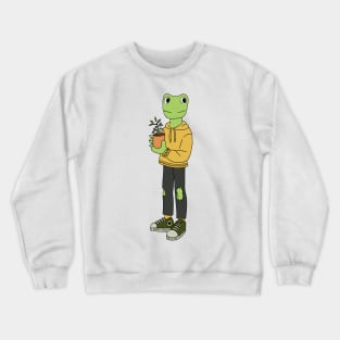Frog boy holding a plant Crewneck Sweatshirt